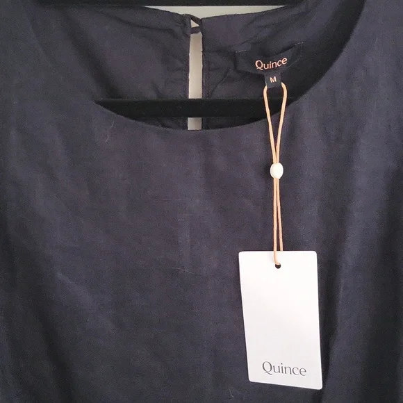 NWT Quince Black Sleeveless Swing Mini Dress, 100% Linen, Size Medium - Picture 6 of 8